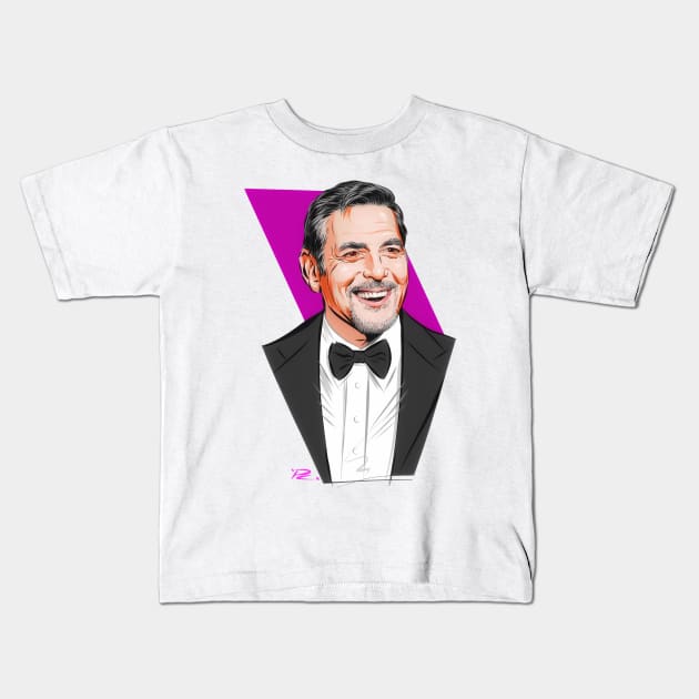 George Clooney - An illustration by Paul Cemmick Kids T-Shirt by PLAYDIGITAL2020